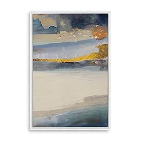 Framed Canvas Home Artwork Decoration Golden Abstract Art Canvas Wall Art for Living Room, Bedroom - 16x24 inches
