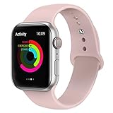 AdMaster Silicone Compatible for Apple Watch Band and Replacement Sport iwatch Accessories Bands Series 4 3 2 1 Pink Sand 38mm/40mm S/M