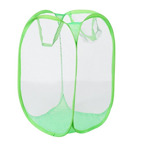 Clearance Deal! Hot Sale! Laundry Clothes Basket Storage Basket, Fitfulvan Foldable Pop Up Washing Laundry Basket Bag Hamper Mesh Storage (Green) - Thumbnail 4
