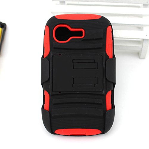 piaopiao fashion Dual combo Hybrid Impact Armor Rugged soft silicone rubber Case Stand Cover for SAMSUNG GALAXY POCKET NEO GT S5310 S5312 (black red)
