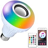 Bluetooth Light Bulb Speaker RGB Changing Lamp Dimmable LED Music Light Bulb E26 Base Bluetooth 4.0 with Remote Control for Home/Stage