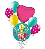 7 pc Tweety Heart Butterflies & Strawberry Balloon Bouquet Party Happy Birthday