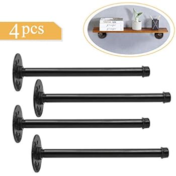 king do way 4pcs Industrial Shelf Brackets Pipe Shelf with Iron Fittings and Flange for Vintage Home Decoration,Rustic Pipe Decor Wall Mount Shelf with All Accessories Needed (11inch)