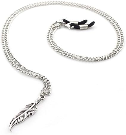 Silver Feather Accented Eyeglass Holder, Eyeglass Chain, Eyeglass Lanyard