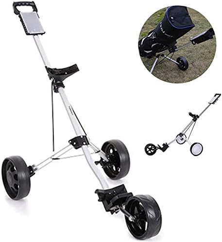TUHFG Golf Push Cart Folding 3 Wheel Push Pull Golf Cart – Foot Brake, Kettle Stand – One Second to Open/Close TUHFG Golf Push Cart Folding 3 Wheel Push Pull Golf Cart – Foot Brake, Kettle Stand – One Second to Open/Close