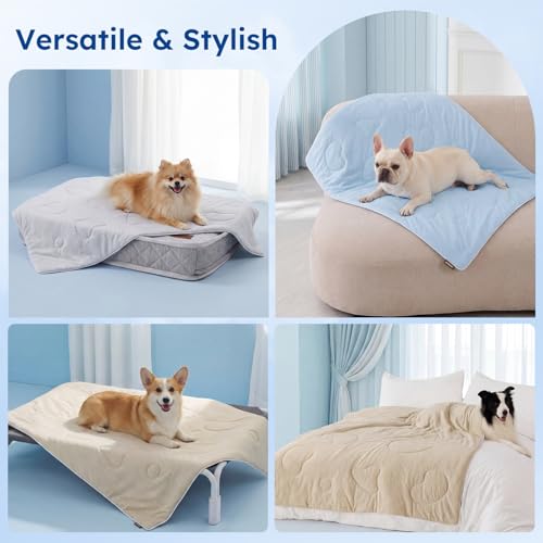 ZOMISIA Cooling Blanket for Dogs, Q-MAX>0.4 Cooling Mat, 127 x 102 cm, Grey | Summer self-cooling, large dogs, washable dog cooling mat, grey cooling blanket, for sofa dog bed, home and on the go