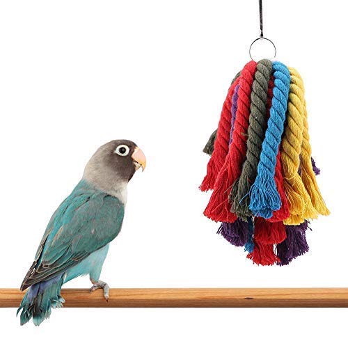 HEEPDD Parrot Chew Toys, Colorful Cotton Rope Hanging Cage Accessories for Macaw, African Grey, Cockatoo, Budgies, Parakeet, Cockatiel, Lovebird