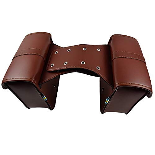 Rebacker Motorcycle Saddle Bag Universal for Harley for Honda for Yamaha Cruiser PU Leather Tool Bag Panniers - Thumbnail 2