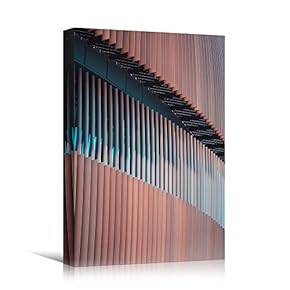 signwin Canvas Wall Art Red Orange Building Pattern...