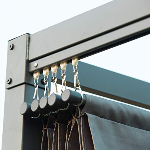 Outsunny Pergola Pavillon Terrassenüberdachung mit Schiebedach Polyester Grau 298 x 213 x 221 cm – Bild 7