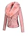 Bellivera Women's Faux Suede Short Jacket, Moto Jacket with Detachable Faux Fur Collar