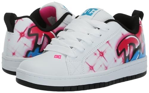 DC Girls Unisex Child Youth Court Graffik Skate Shoes, Bright Rose