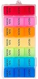 PuTwo 7-Day Pill Organizer, Weekly Rainbow Pill Case with 21 Compartments, Detachable Medicine Organizer 3 Times a Day