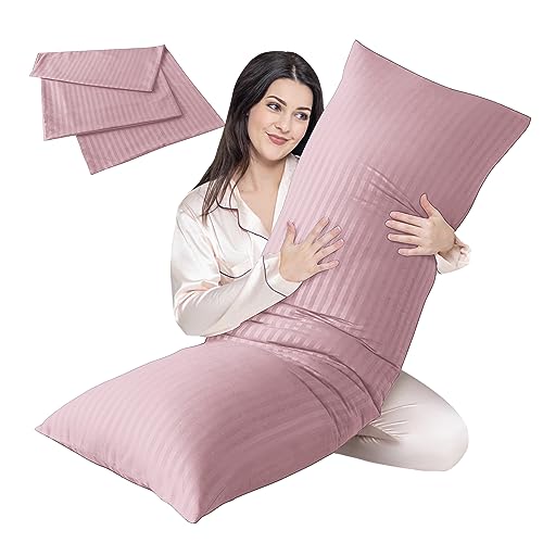 Cosybay Full Body Pillow Insert with Pink Pillowcase Fluffy Long Bed Pillow for Adults Firm