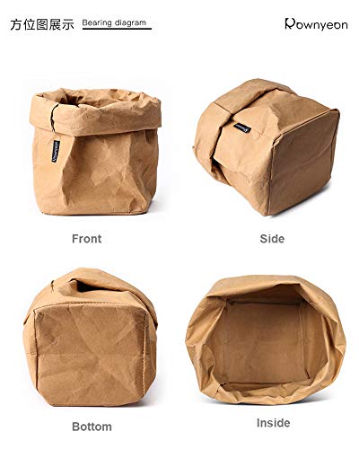 Rownyeon Cosmetic Organizer Makeup Brush Cup Holder Travel Portable Kraft Paper Bags, Pencil Pen Case for Desk Reusable Washable Stationery Bag - Thumbnail 7