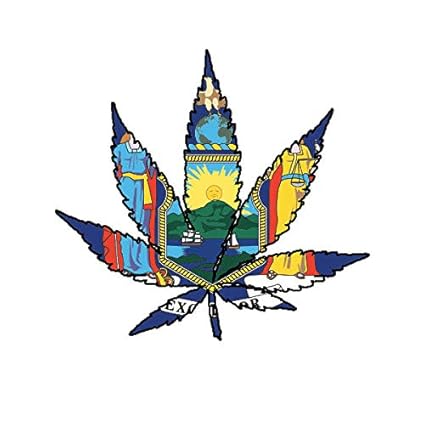  New York Flag Weed Marijuana Leaf Sticker Decal