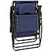 Best Choice Products Oversized Steel Mesh Zero Gravity Reclining Lounge Patio Chair w/Folding Canopy Shade and Cup Holder, Navy