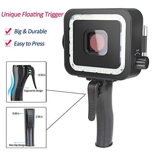SHOOT 900LM Scuba Diving Light for GoPro HERO7 Black/HERO6/HERO2018/HERO5 Black - Built-in Waterproof Case,Rechargeable Battery,Red Filter and Shutter Trigger