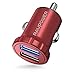 Car Charger RAVPower 24W 4.8A Mini Dual USB Car Adapter with iSmart 2.0 Tech, Compatible with iPhone X 8 7 6 Plus and Galaxy S9 S8 Plus S7 S6 Edge Note 8 - Red