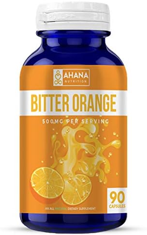 Ahana Nutrition Bitter Orange 500mg Capsules - Aids Weight Loss & Natural Appetite Suppressant (90 Capsules)