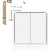 MOES Wireless Smart Scene Switch Button, Require MOES Zigbee HUB, White | Support Home Assistant &amp; Zigbee2MQTT, Tuya Battery Powered Included 12 Scene Controller Light Switch for Smart Home 4 Gang