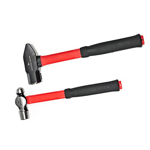 Hampous 4-Piece Hammer Set With Fiberglass Handle(16 oz Ball Pein Hammer, 24oz Ball Pein Hammer ,3 lb Sledge Hammer,3 lb Cross Pein Hammer)