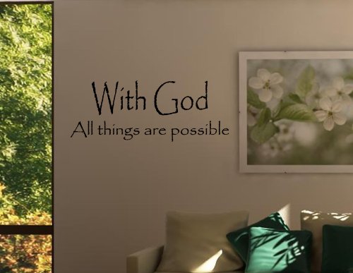 WITH GOD ALL THINGS ARE POSSIBLE Vinyl wall quotes stickers sayings home art ...