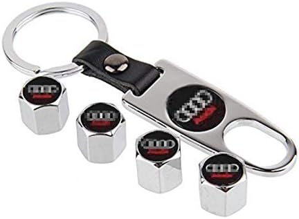 choolo Tire Air Valve Caps Stem Cover Universal Fits All Cars Trucks SUV Bike & Bicycle Motorcycle & Car Tire Valve Stem Caps for Audi(Silver)