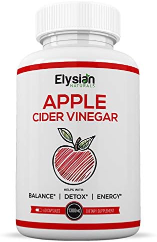 Premium Apple Cider Vinegar Capsules - All Natural Weight Loss Pills - Non-GMO - Circulation & Digestion Support + Detox - 1300mg Cleanser. 60 Pills