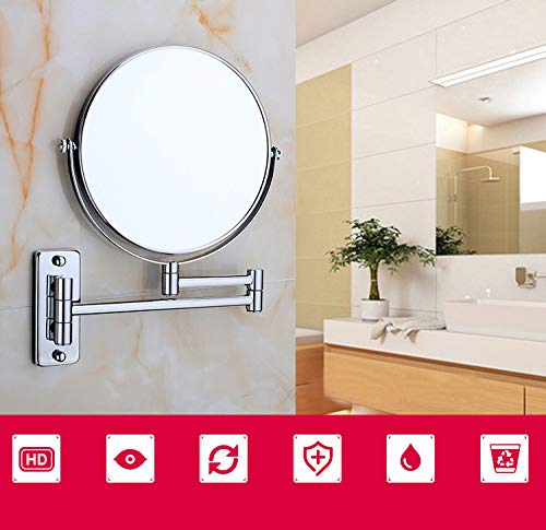 Lansi Makeup Mirror 10X Magnifying Wall Mount Double-Sided Vanity Decoration, Round, 8 Inch, Chrome Finished