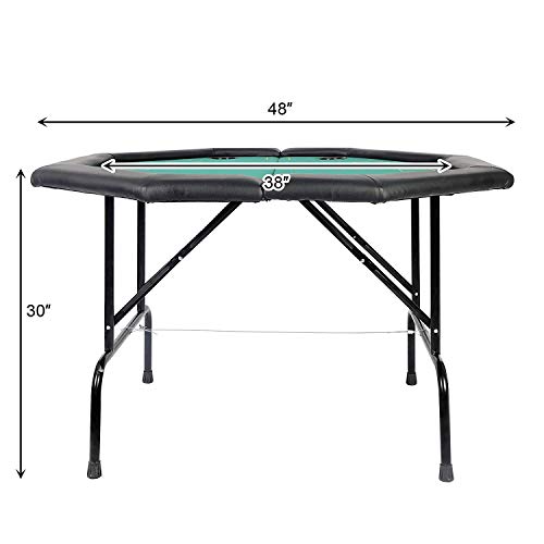 Livebest-48-Octagon-Poker-Table-Texas-Blackjack-Table-with-Leg-Cup-Holders-Inserts-for-810-PlayerGreen-Speed-Felt-Cloth