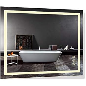 B&C 30x36 inch Super Slim Bathroom Mirror Vertical or Horizontal|LED Lighted|Polished Edge Frameless|Defogger and Dimmer with Memory|Touch Switch|Non Copper Silver Backed