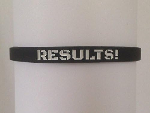 MOTIVATIONAL WRISTBANDS FOR FITBIT, INK EMBOSSED WITH ''RESULTS!'', BLK &amp; WHTE STANDARD ADULT 8''INC SIZE
