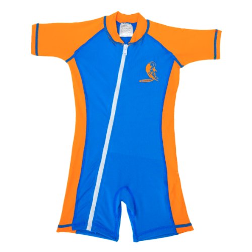 Baby Infant Size M Sun Uv Protection One-piece Blue/orange Swimsuit Spf+50 Swim Suit for Kids Age 12-24 Month