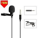 Lavalier Lapel Microphone, Handsfree Clip On Omnidirectional Condenser Mic Perfect for Recording, DSLR Camera, Interview, Voice Amplifier, iPhone, Android, Smartphone, PS4, YouTube Live