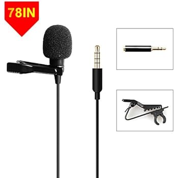 Lavalier Lapel Microphone, Handsfree Clip On Omnidirectional Condenser Mic Perfect for Recording, DSLR Camera, Interview, Voice Amplifier, iPhone, Android, Smartphone, PS4, YouTube Live