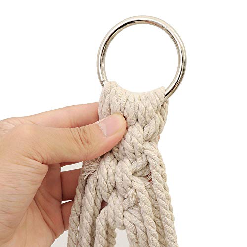 HO-TBO Hängesessel für drinnen und draußen, Baumwollseil, 150 kg Kugellager, für Camping, Reisen, Hängematte… – Bild 3