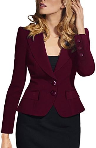 HOPES KINGDOM Womens Fashion Long Sleeve Slim Fitted Ladies Office Blazer Suit Jacket Red Large