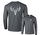 Deer Skull 12 Point Buck Hunting Hunting white print Long Sleeve T-Shirt