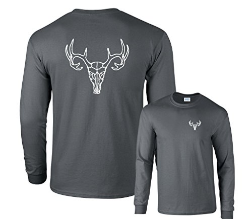Deer Skull 12 Point Buck Hunting Hunting white print Long Sleeve T-Shirt