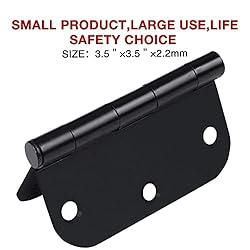 2 Pack Rounded Matte Black Door Hinges 3.5 Inch