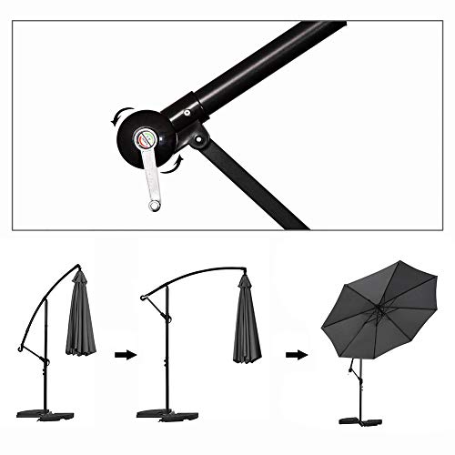 Mondeer Sonnenschirm 300 cm, Ampelschirm mit Kurbelgriff, Höhenverstellbarer Alu Wasserdichter UV-Schutz, für Garten… – Bild 6