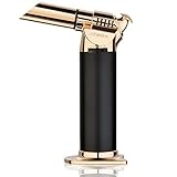 Multipurpose Butane Torch, MDee Kitchen Culinary Torch, Refillable Cigar Lighter, Adjustable Flame Blow Torch, with Safty Lock, Perfect for Baking, Welding, DIY Crafts, etc (Gas Not Included) Golden