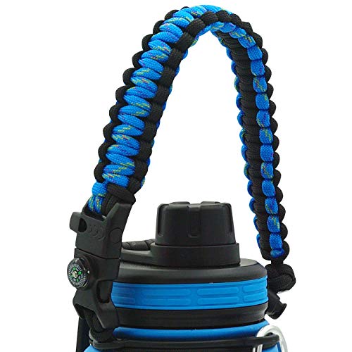 SendCord Paracord Handle for Hydro Flask Wide Mouth Water Bottles - Easy Carrier with Survival-Strap, Safety Ring, and Carabiner - Fits Wide Mouth Bottles 12 oz to 64 oz