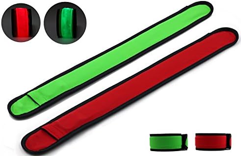 Safrmband Pack of 2 LED Slap Bracelets Glow Bracelet, High Visibility Running Armband Includes Batteries, Glow In The Dark. Ideal for Running, biking or walking at night