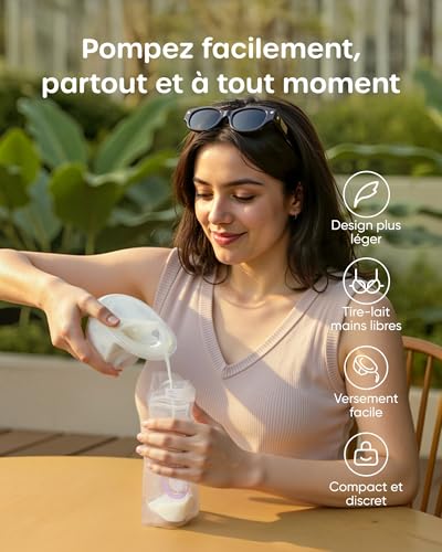 Nuliie Hand Free Electric Breast Pump, Handsfree Breast Pump with 4 Modes, 9 Levels, Memory Function, Rechargeable Milk Extractor with LED Display, Light Weight - 24mm (2 Packs, White)