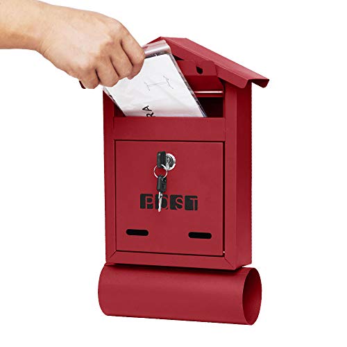 Red Wall Mounted Mailbox Modern Mailbox for Residential Apartments