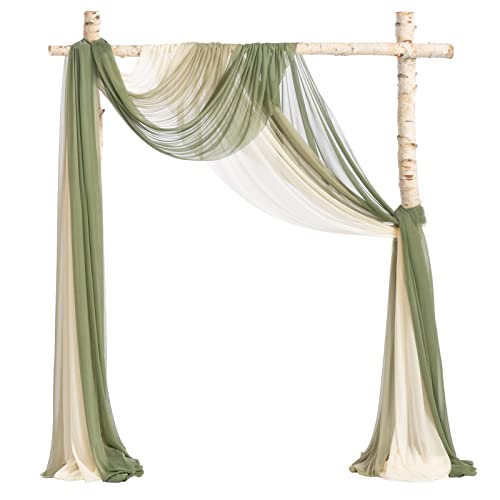 Ling's moment Wedding Arch Draping Fabric, 26ft, White & Sage at Amazon
