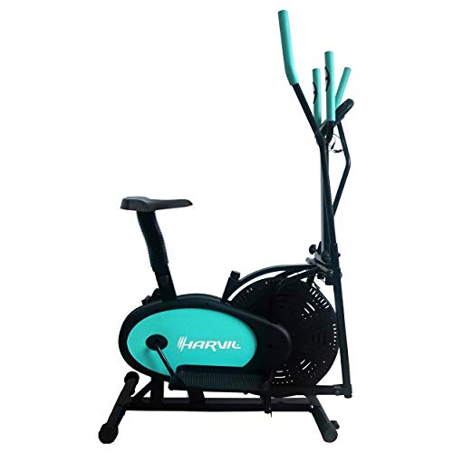 Harvil Elliptical Cross Trainer and Exercise Bike 2 in 1 with Pulse Rate Sensor Grips and Tension Adjustment System