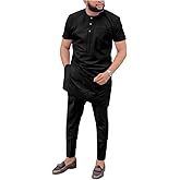 SEA&ALP African Men‘s Clothing Shirt Pant Two Piece Suit Short Sleeve Outfit Dashiki Tracksuit Attire